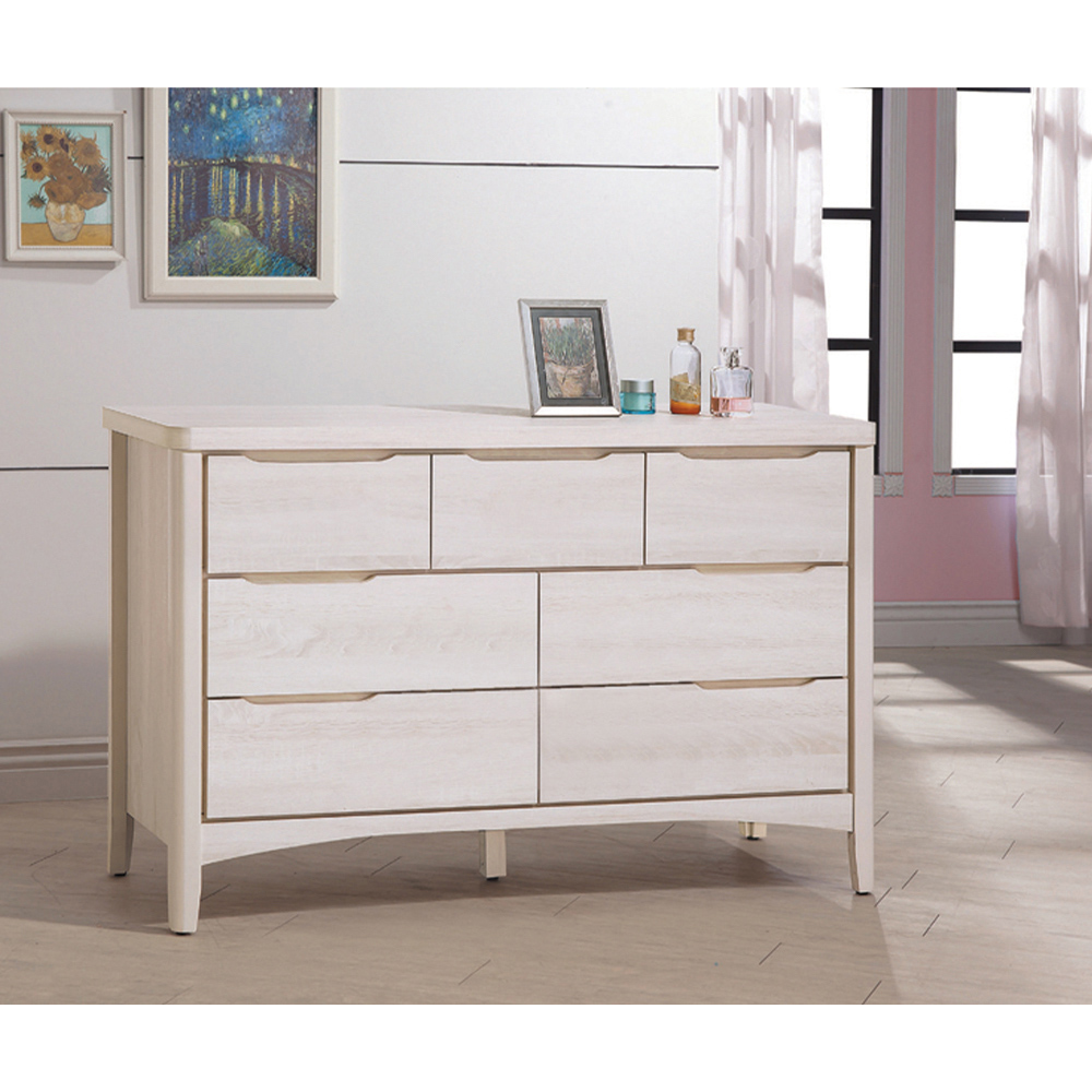 【唯熙傢俱】肯尼斯鋼刷白七斗櫃 抽屜櫃, , large