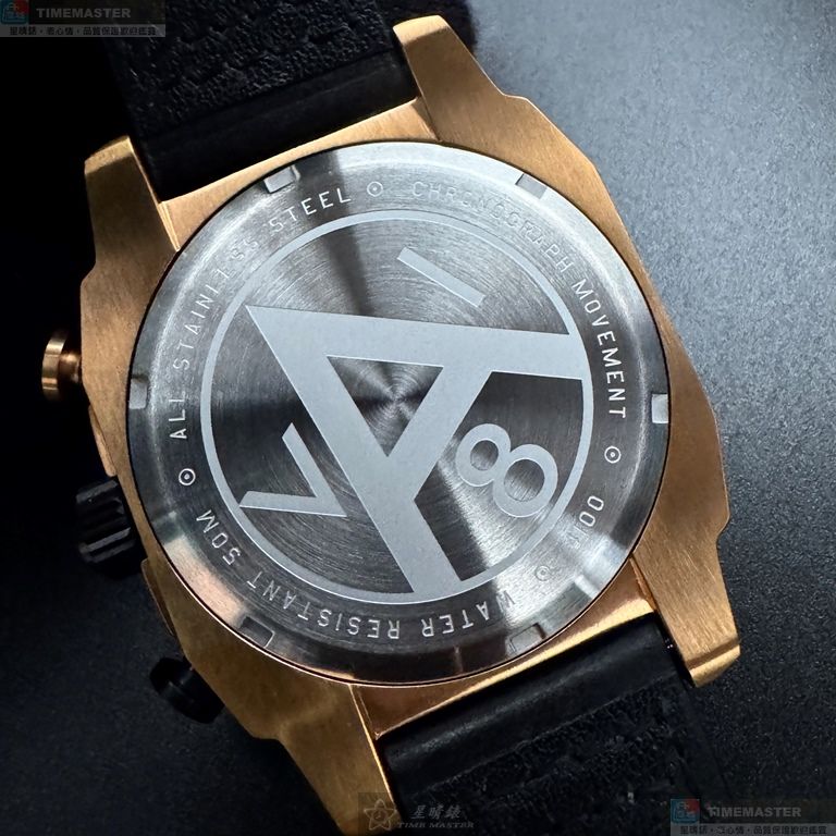 [星晴錶業]新品牌手錶,44mm,AV52662黑色錶面玫瑰金錶殼深黑色真皮皮革錶帶款, , large