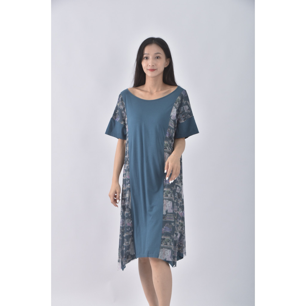 (S) scolar棉質拼接綠色洋裝二手衣