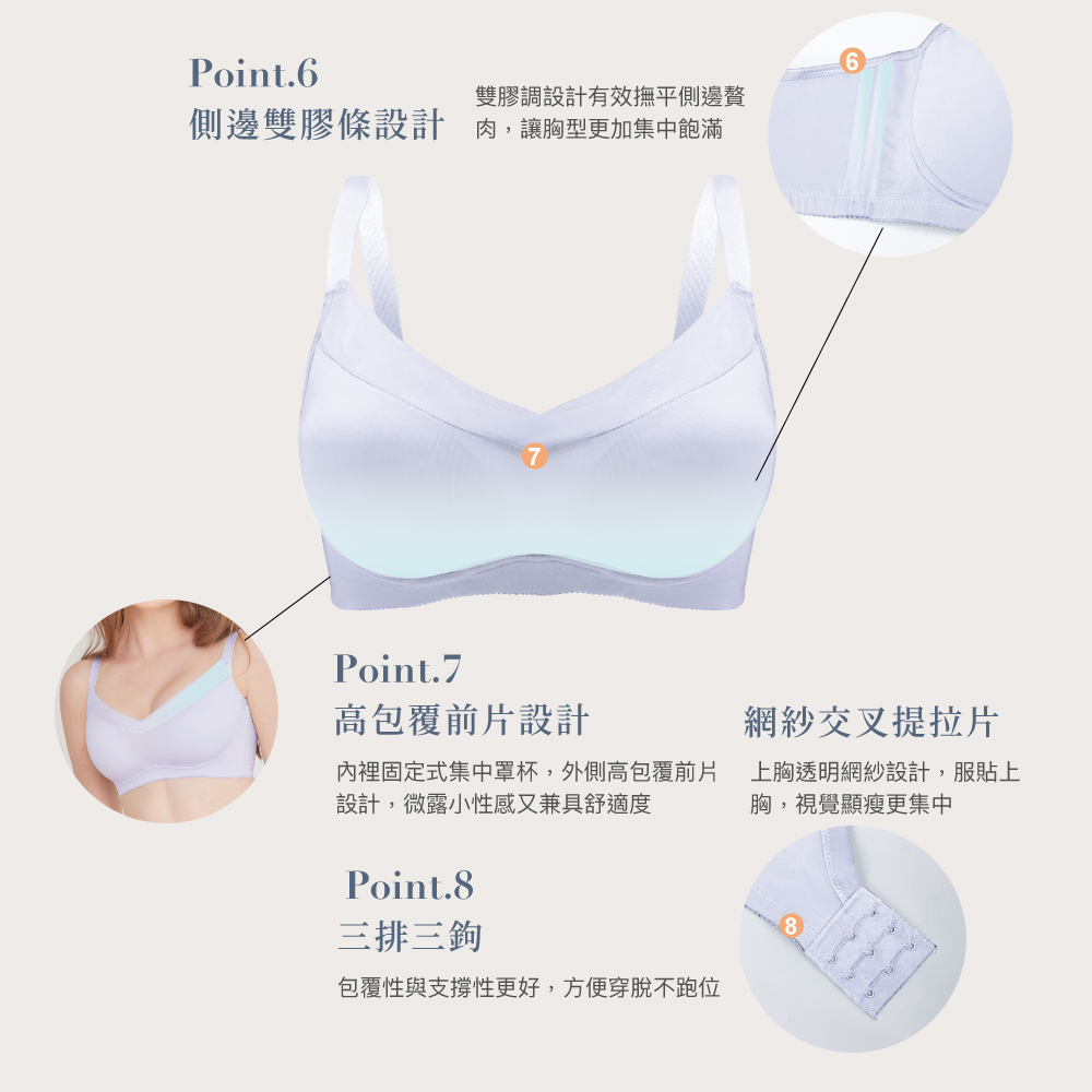 【可蘭霓Clany】台灣製慵懶自在 涼感包覆無鋼圈S-3XL內衣 淺灰 6999-61, , large