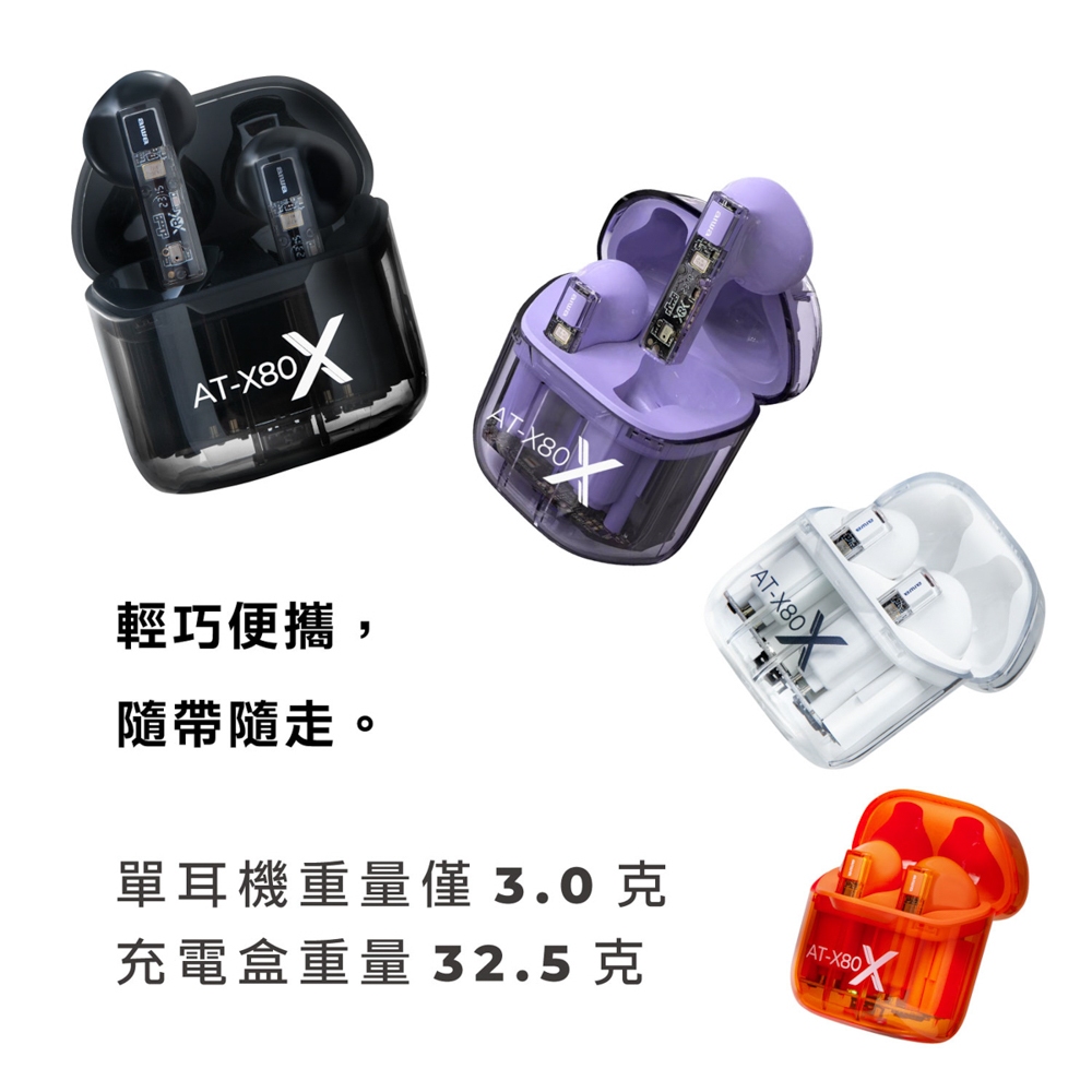 AIWA 愛華 ENC降噪真無線藍牙耳機 AT-X80X 黑色, , large