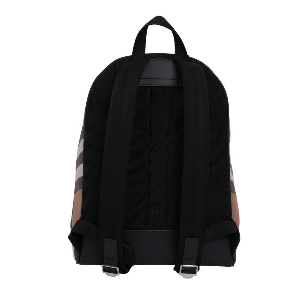 BURBERRY Jeff 大格紋帆布口袋拉鍊後背包/灰褐色/棕色, , large