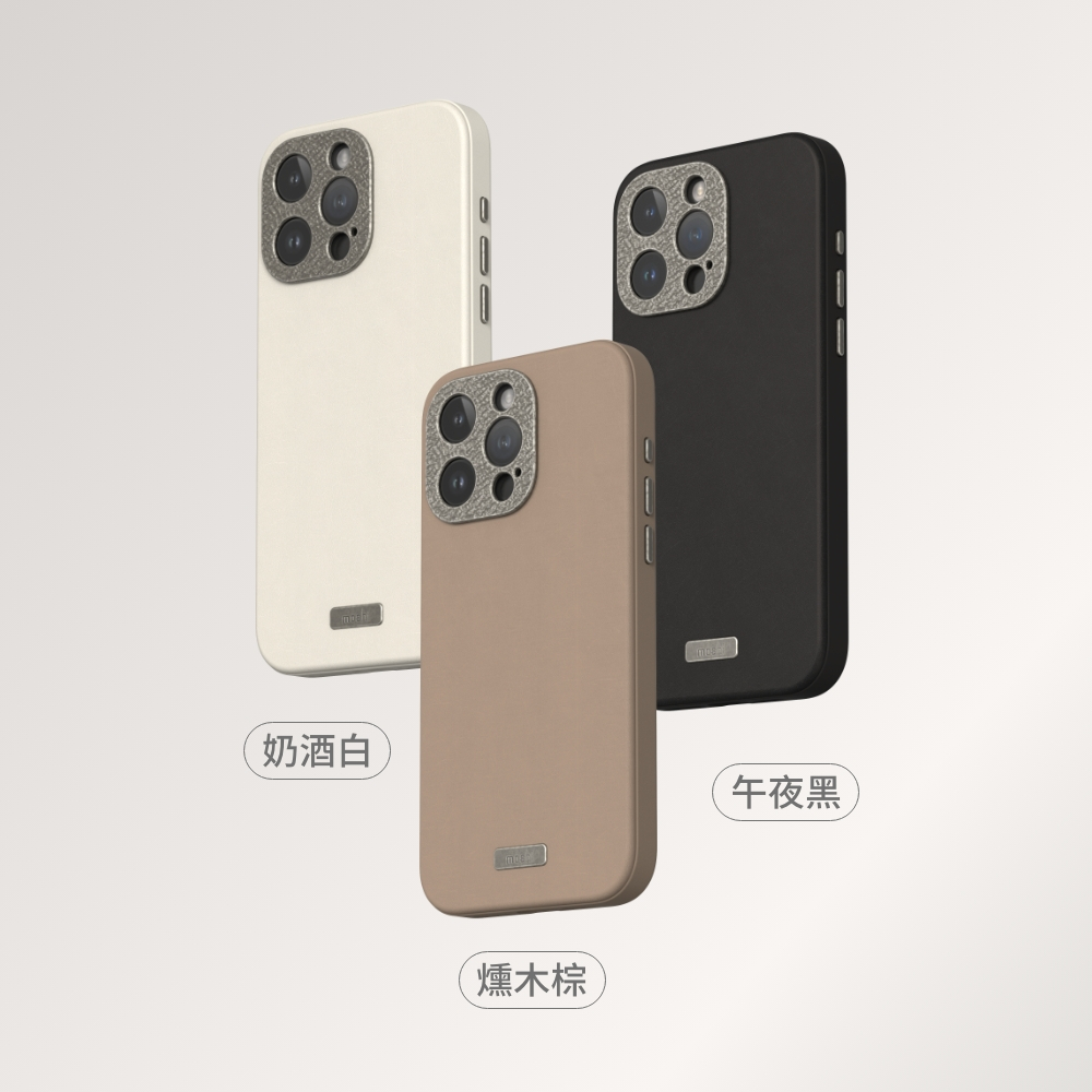 Moshi iPhone 15 Napa 皮革保護殼 支援Magsafe 手機殼-iPhone 15 Pro Max,午夜黑 (現貨), , large