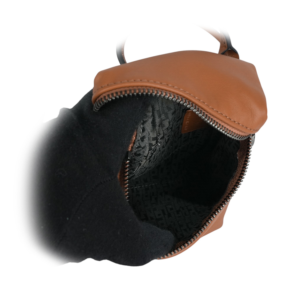 LONGCHAMP Le Pliage Xtra XS 小牛皮拉鍊迷你手提/斜背二用包/白蘭地酒色, , large
