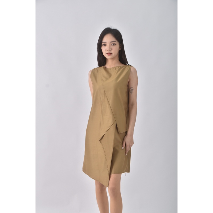 (M) fashion design不規則棕色洋裝二手衣, , large