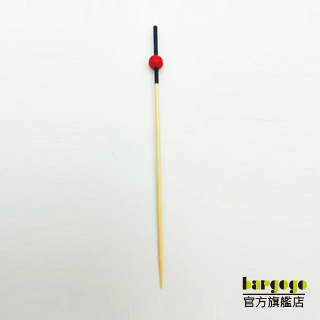 [巴果果]水果叉 調酒裝飾 竹叉 竹籤 叉子 竹串 點心叉 炸物叉 串烤叉 漢堡串 婚禮派對 黑杆红球珠 JM10-221, , large