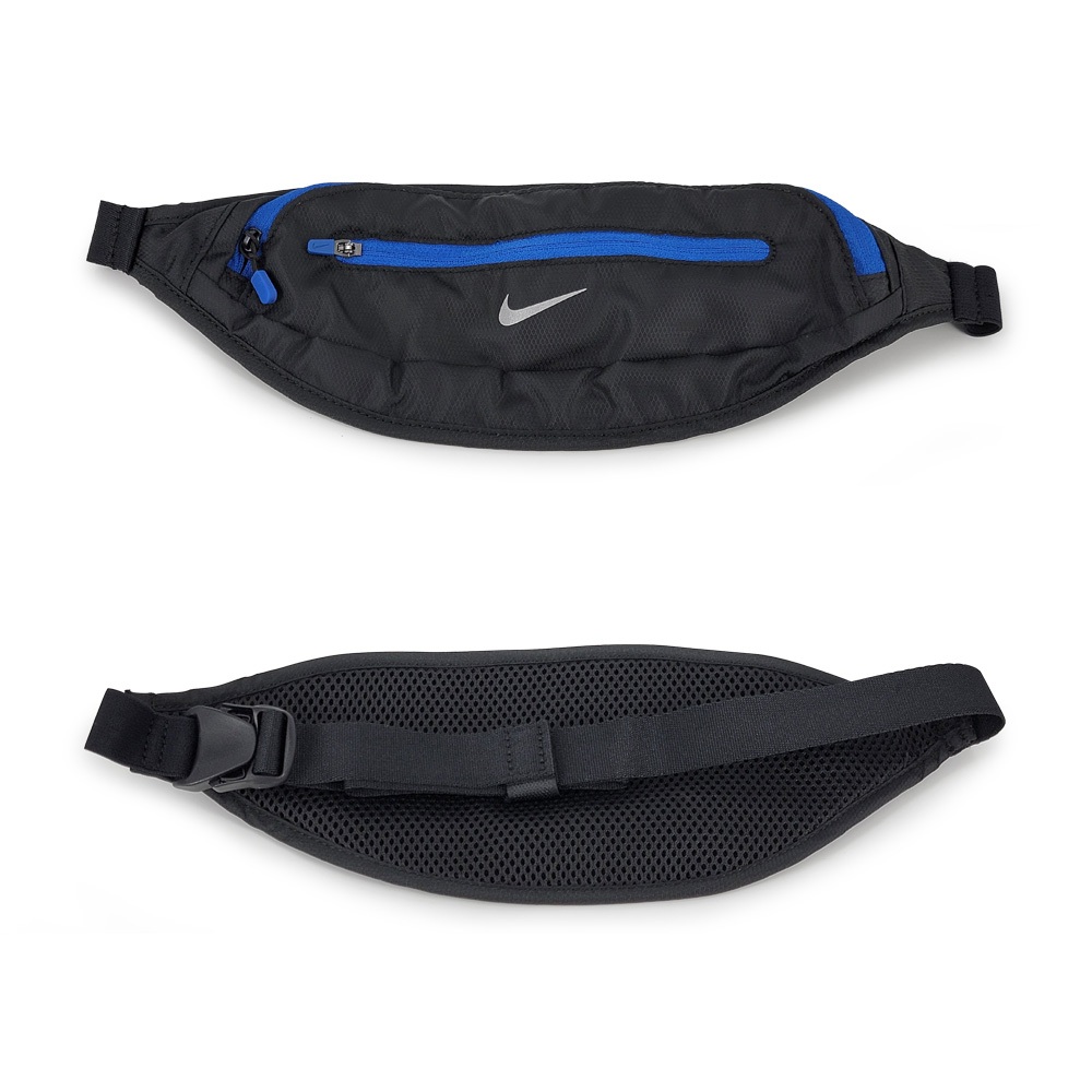 NIKE 運動腰包(大) 隨身包 休閒 逛街 慢跑 戶外運動 簡約 防潑水 反光 雙夾層 輕量 耐用 透氣 舒適 黑藍, , large