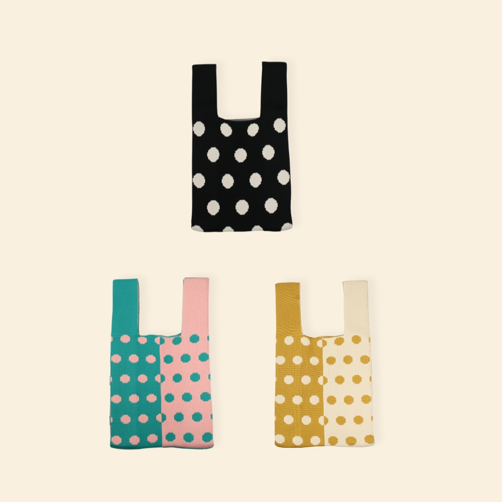 【YUN SELECT】韓系選品 針織手提包-黑貓嬉遊記 編織包 手提袋 手提背心包, , large