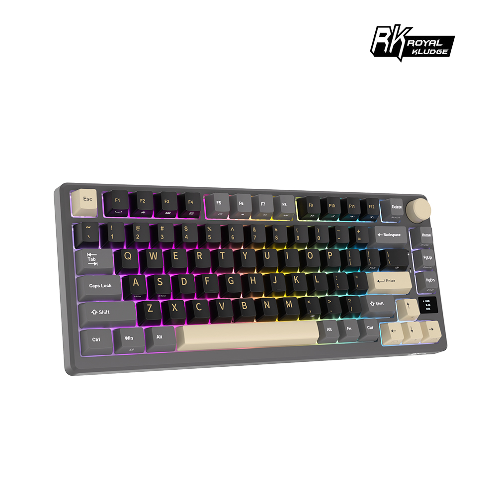 [樂維科技]RK M75 75% 藍牙三模無線機械鍵盤 K黃軸 RGB魅影｜中文, , large