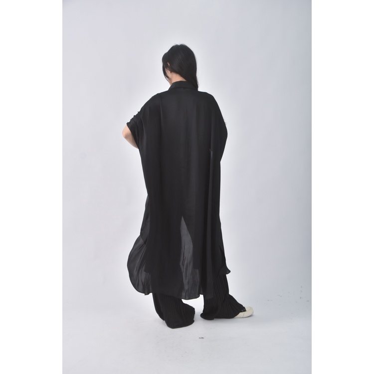 (M) zara質感透膚黑色洋裝二手衣, , large