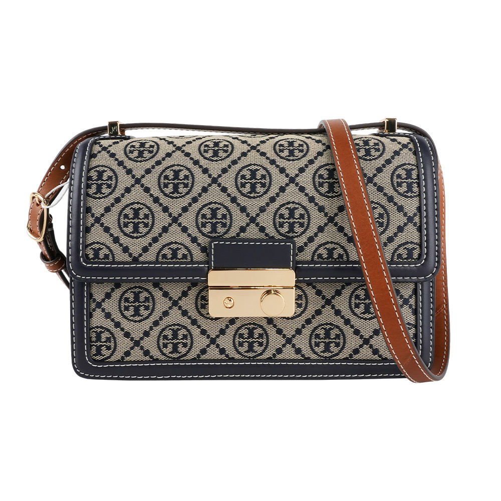 TORY BURCH T Monogram 滿版緹花肩背/斜背二用包(藍色), , large