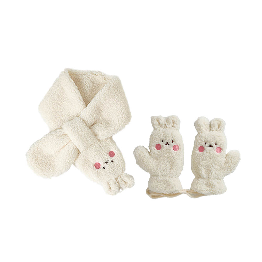 兒童可愛加絨圍巾手套組, , large