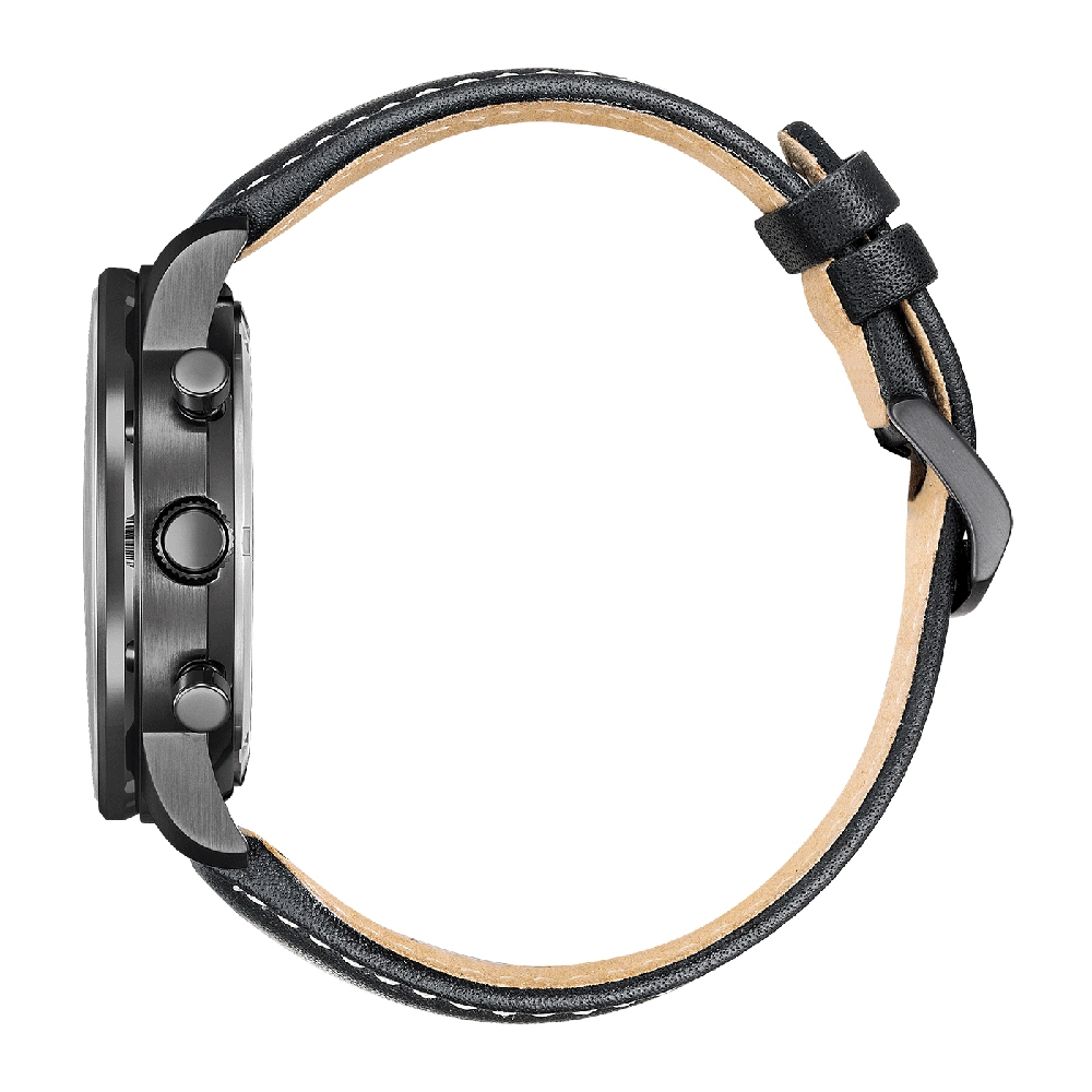 CITIZEN 星辰 綠幽靈夜光光動能三眼計時手錶-黑x藍 CA4505-21X, , large