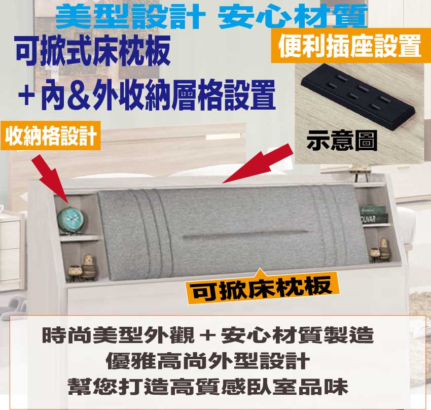 【文創集】丹尼6尺雙人加大耐刮皮三抽床台組合(床頭＋三抽床底＋不含床墊)(客約商品), , large