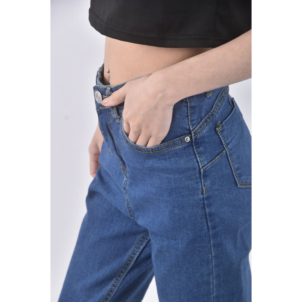 (S) classic韓牌高腰丹寧牛仔藍色長褲二手衣, , large