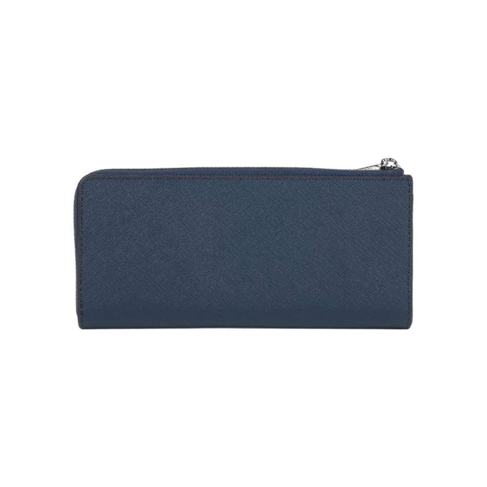 Michael Kors 銀字Logo 防刮皮革L型拉鍊長夾(海軍藍), , large