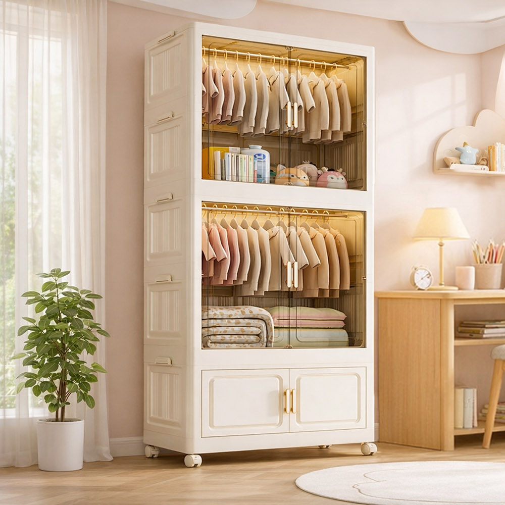 【AOTTO】簡約80面寬雙開門附輪收納衣櫃(AT-080), , large