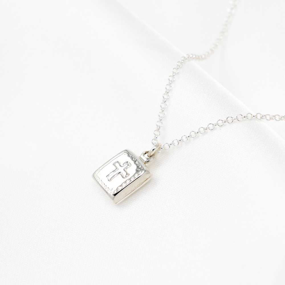 【Angel & Me】Memory of Love Cross S925 Sterling Silver Necklace Bible Locket, , large