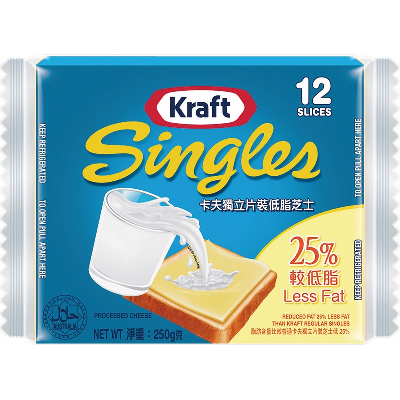 KRAFT SINGLES CHEESE 25 LESS FAT 12 S, , large
