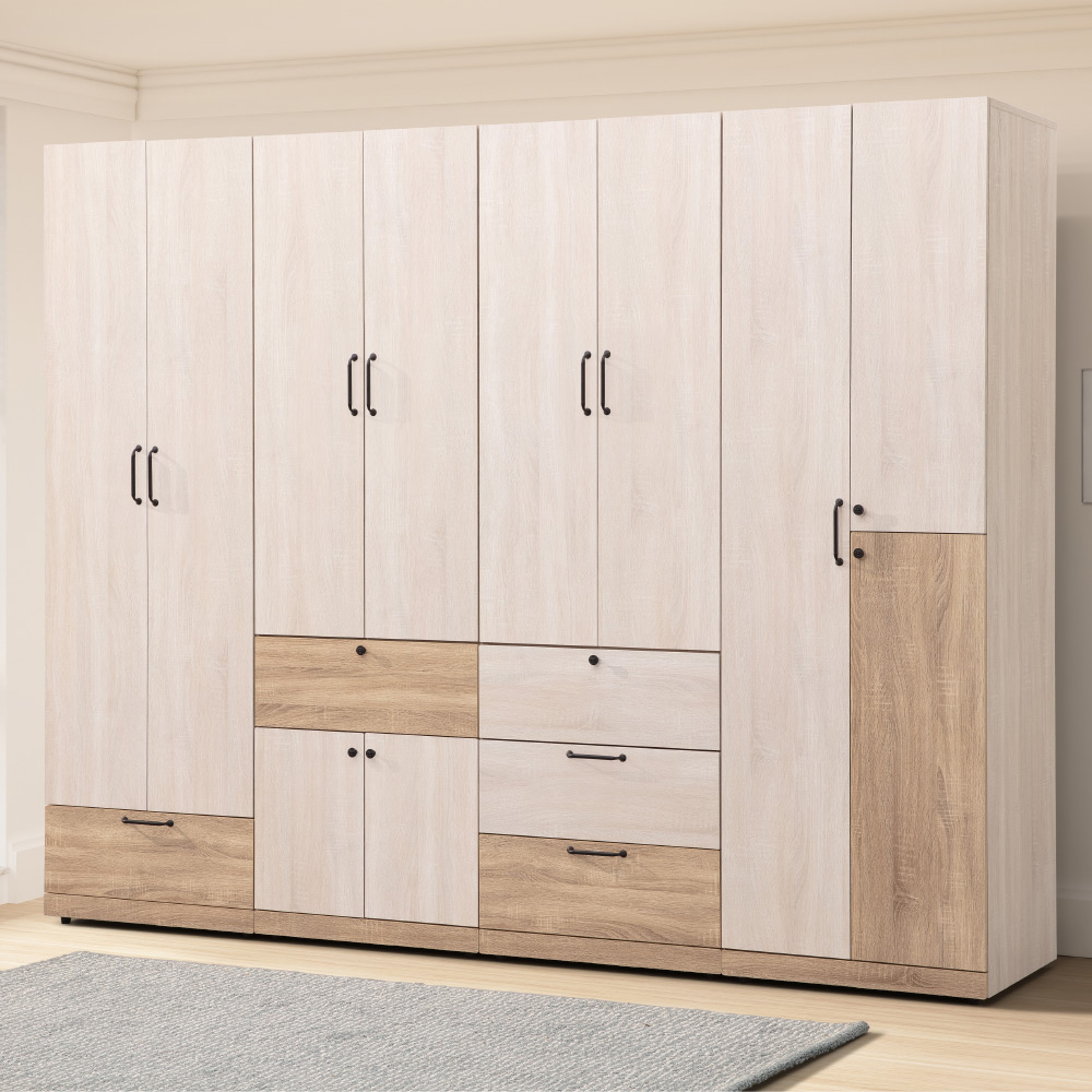 【Homelike】喜家居8尺組合衣櫃(梧桐拼色)(2233), , large