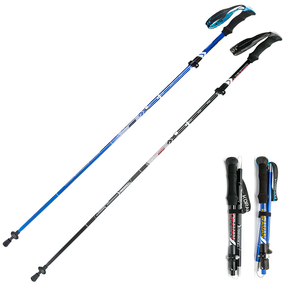 7075 Aircraft Aluminum Folding Trekking Poles - Blue / Pair Set (with Storage Bag), , large