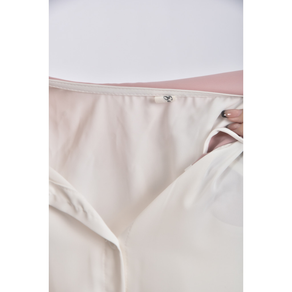 (S) mei ren yu質感荷葉領口白色短袖上衣二手衣, , large