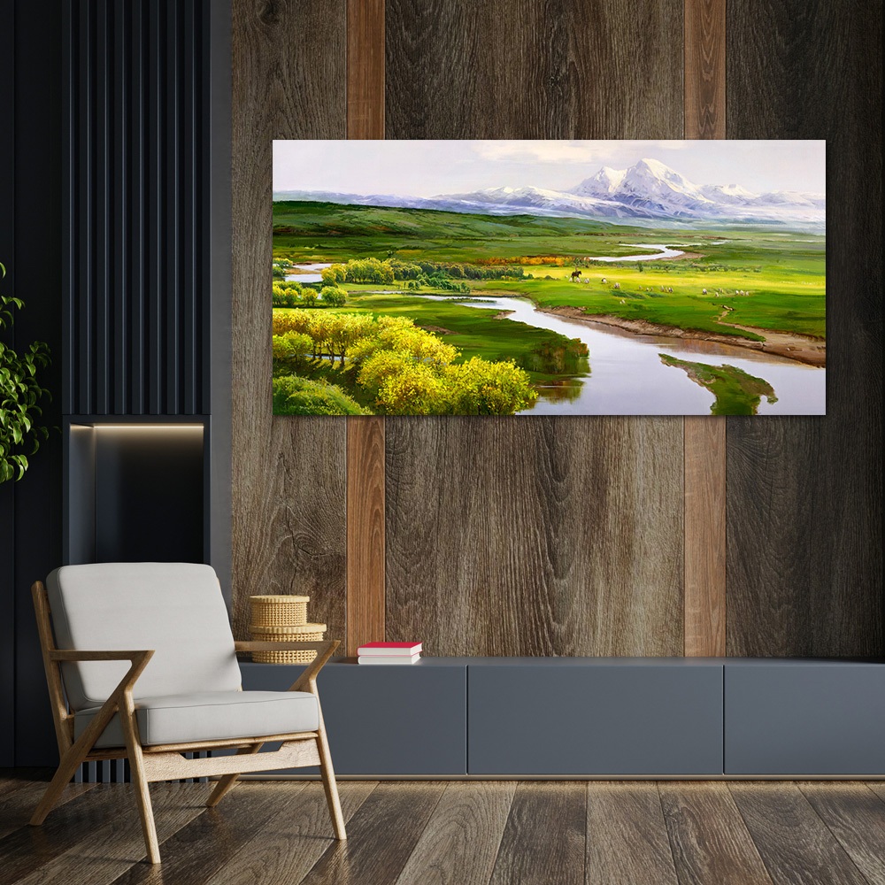 【御畫房】天山牧羊 國家一級畫師手繪油畫60&times;120cm(VF-126), , large