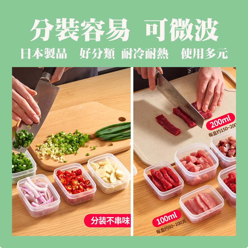 【生活好室】日本製 方型保鮮盒100ml-4入保鮮盒  密封收納盒 食用級保鮮盒 保存容器 收納盒 刻度 可微波 密封, , large