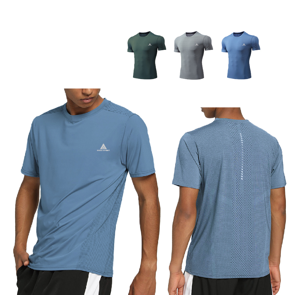 【AREXSPORT】AS-7463 男上衣 男涼感衣 冰絲短袖 大碼 男健身 涼感衣 大碼 冰絲衣 吸排衣 短袖衣, , large