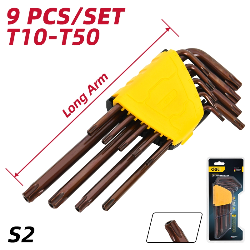 【deli tools】Star Wrench L-Shaped Wrench 9-Piece Set Upgraded Semi-Pro Series, , large