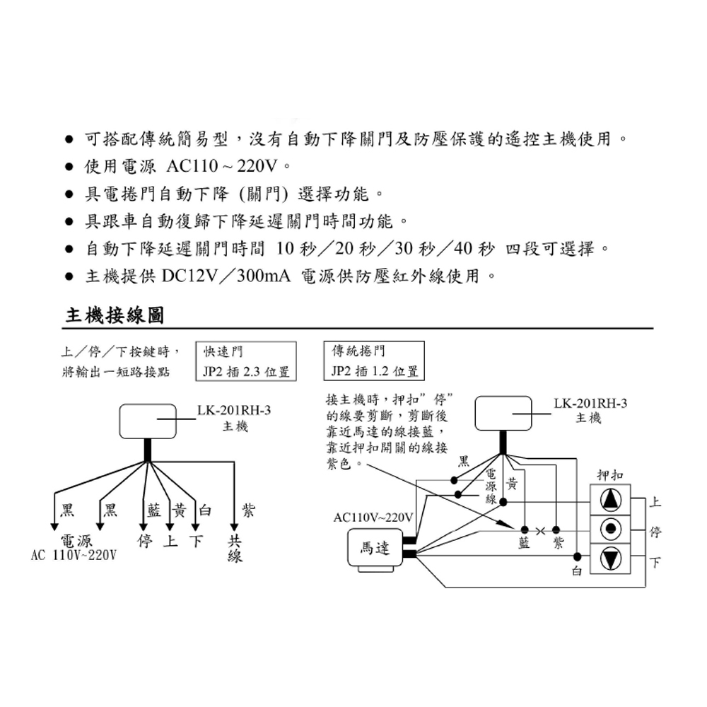 昌運監視器 Garrison LK-201RH-3 鐵捲門自動下降防壓控制器 自動復歸下降延遲關門時間功能, , large
