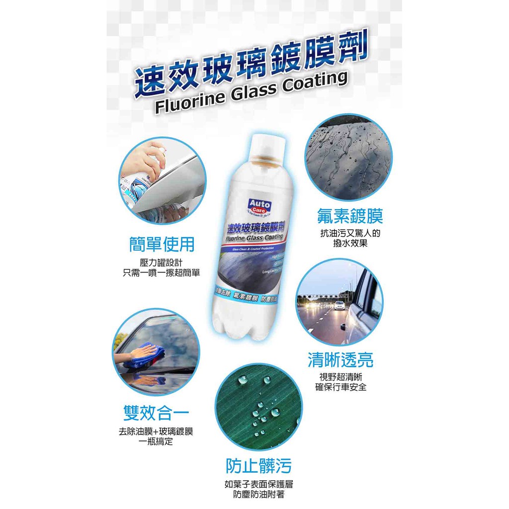 AutoCare 速效玻璃鍍膜劑2入/組 氟素玻璃鍍膜 撥水劑 潑水劑 防雨劑  去油膜 玻璃鍍膜劑 MIT, , large