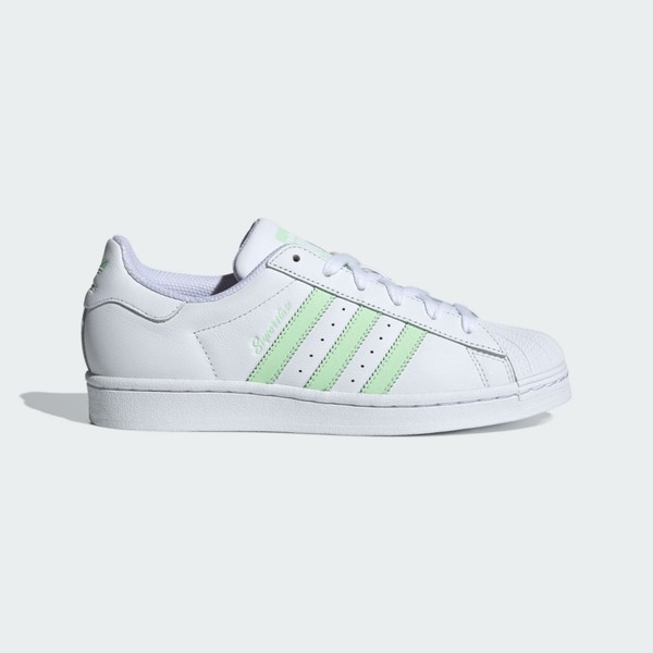 Kixpress-Adidas Superstar W 女 休閒鞋 經典 復古 三葉草 貝殼頭 穿搭 白 淺綠 [IE3005], , large