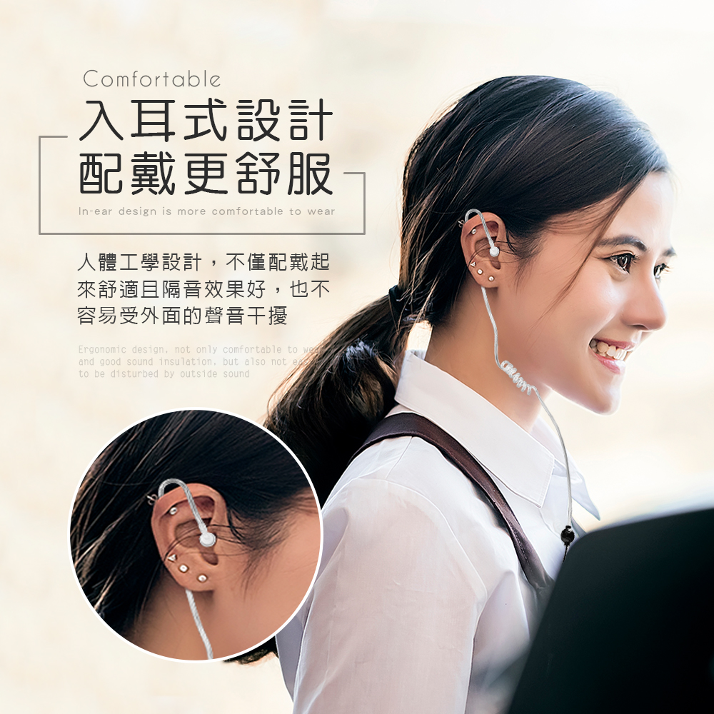 [HANLIN]-28S-AIRMIC (適用TLK28S對講機) 空氣導管3.5mm麥克風耳機 #對講機專用 #3.5mm插頭, , large