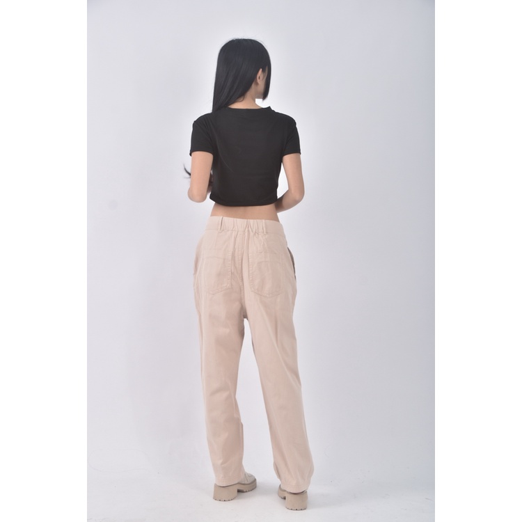 (XL) mango高腰寬鬆杏色長褲二手衣, , large