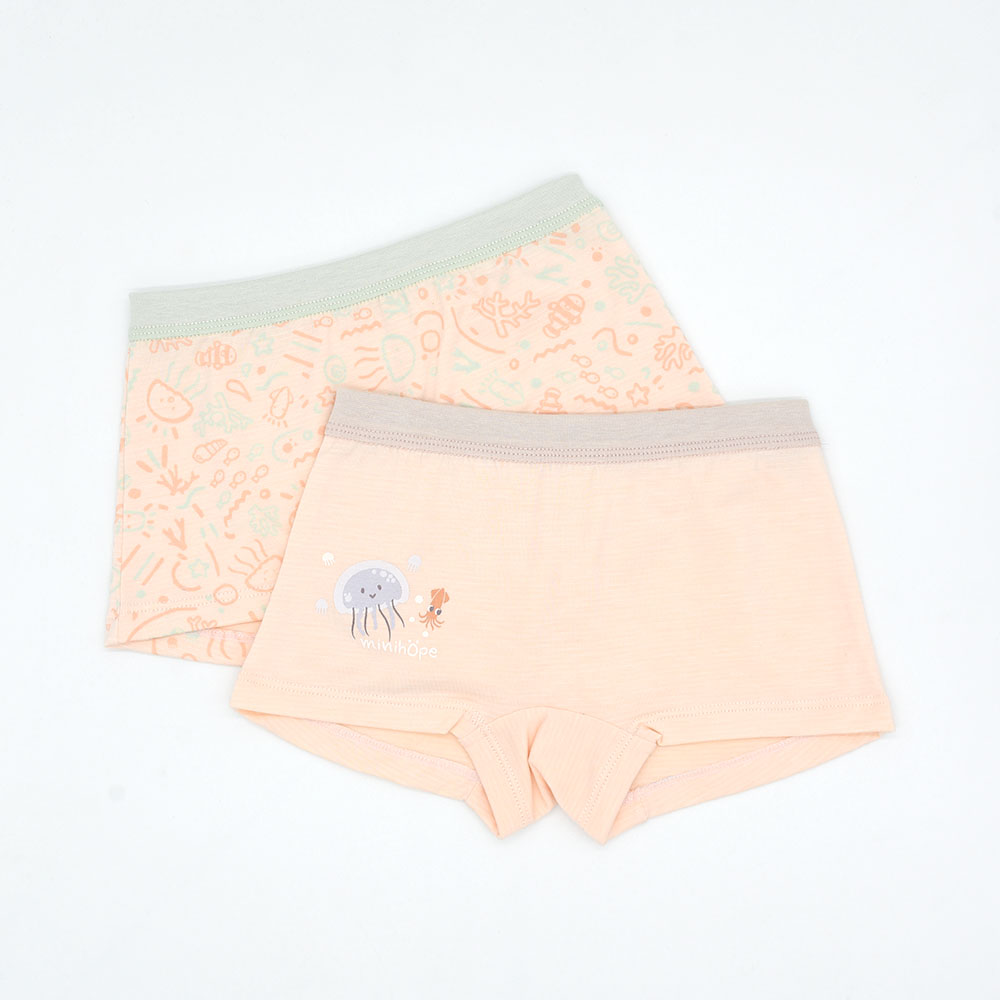 minihope美好的親子生活-沉靜海洋女童四角褲(2件組D), , large