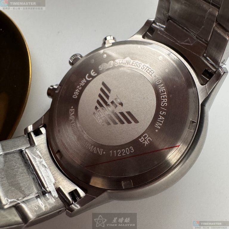 [星晴錶業]ARMANI手錶,46mm,AR00075黑色錶面銀錶殼銀色精鋼錶帶款, , large