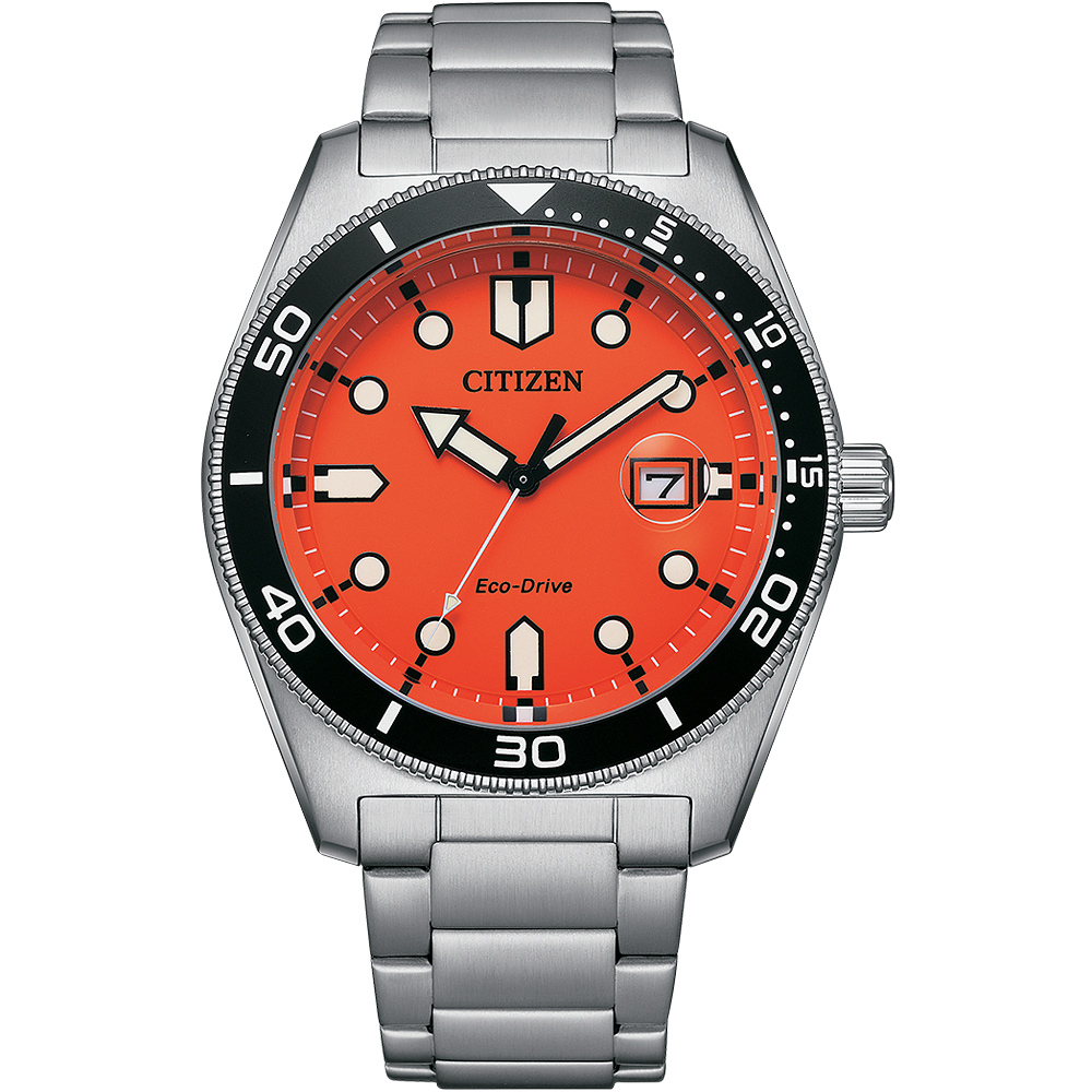 CITIZEN 星辰 光動能潮男時尚大三針手錶-橘 AW1760-81X, , large