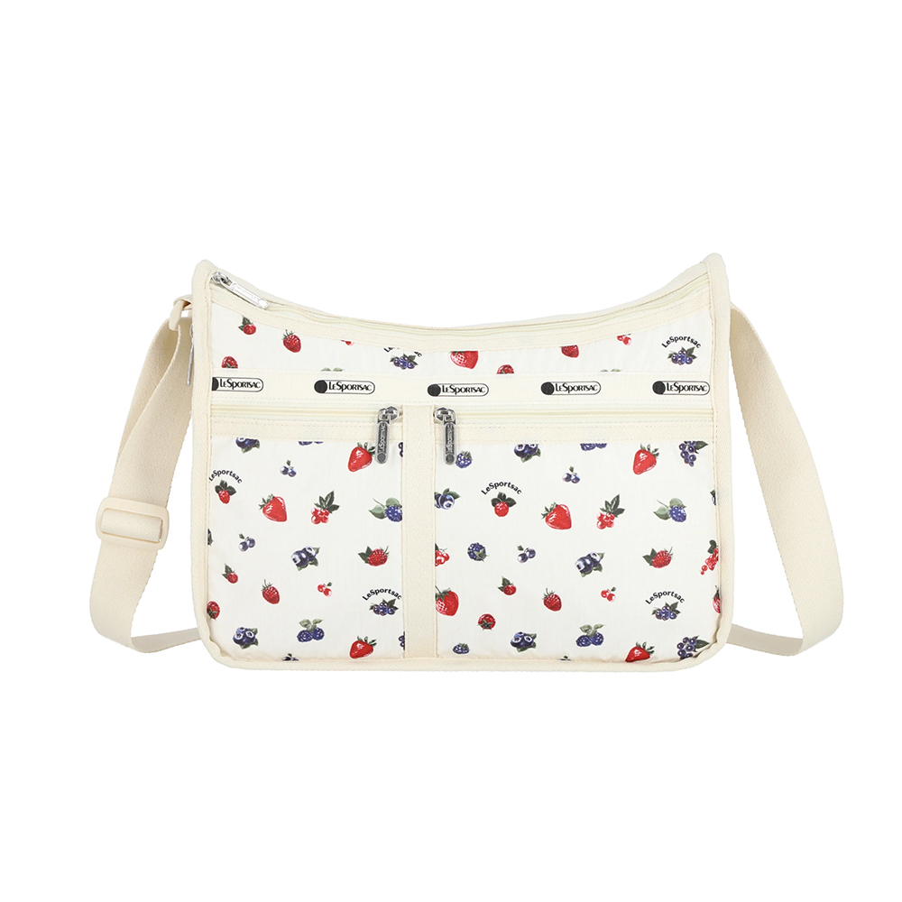 Lesportsac Deluxe Everyday Bag 經典奢華斜背包 側背包 通勤旅行包 女包 男包(奶油莓果), , large