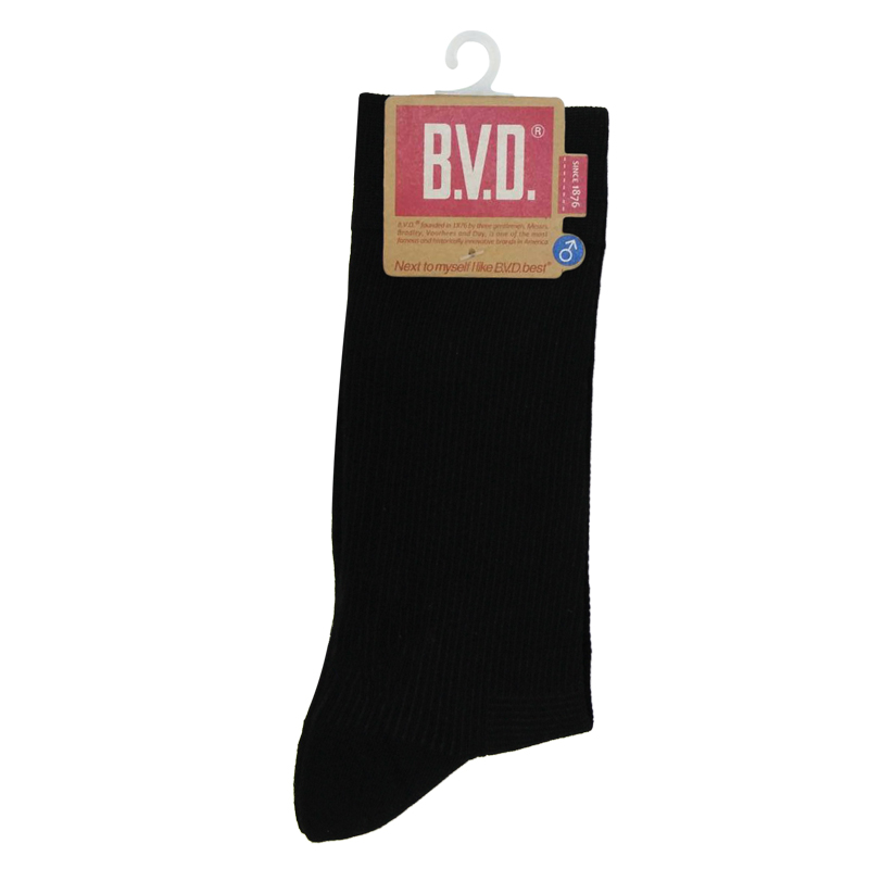 BVD男細針休閒襪, 黑色, large