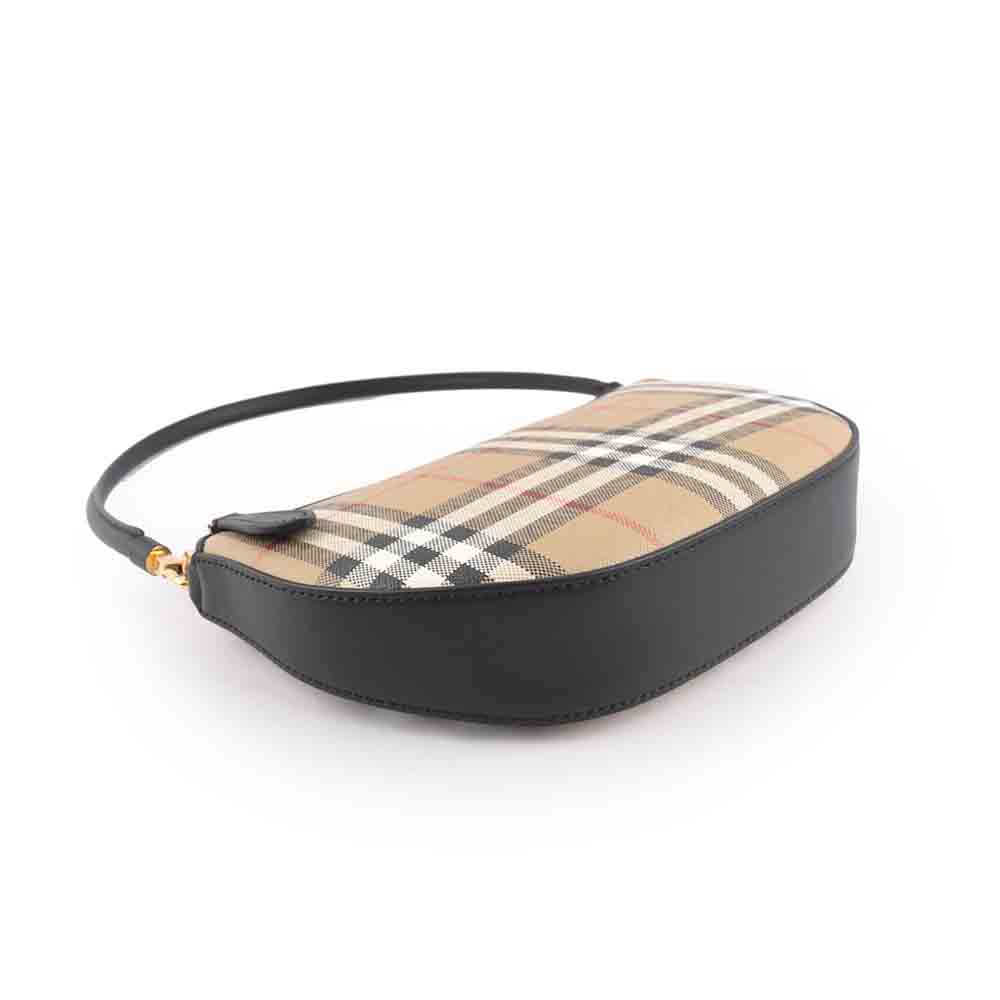 BURBERRY Olympia 格紋棉質帆布肩背/腋下包/經典米色, , large
