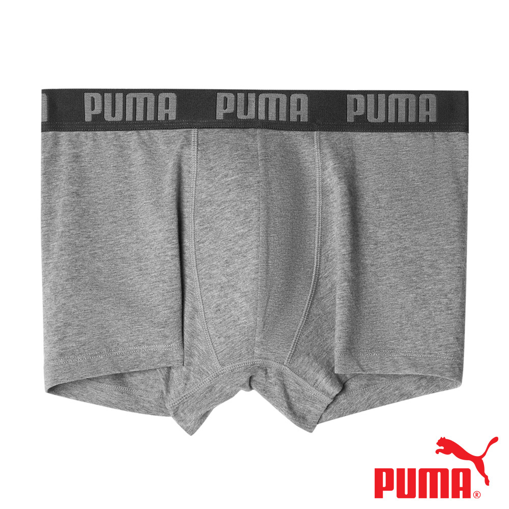 PUMA 平口內褲 1件組 彪馬 跳豹 男內褲 平角內褲 修身 防捲邊 貼合 耐穿 柔軟 棉質 排汗 透氣 抗菌 黑 灰, , large