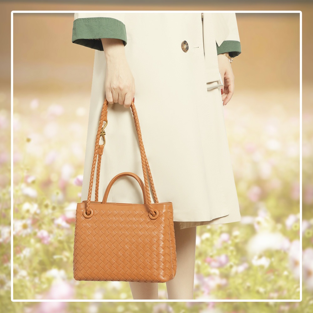 SPRING-時尚手工編織肩背包 簡約質感手提小方包-多色, , large