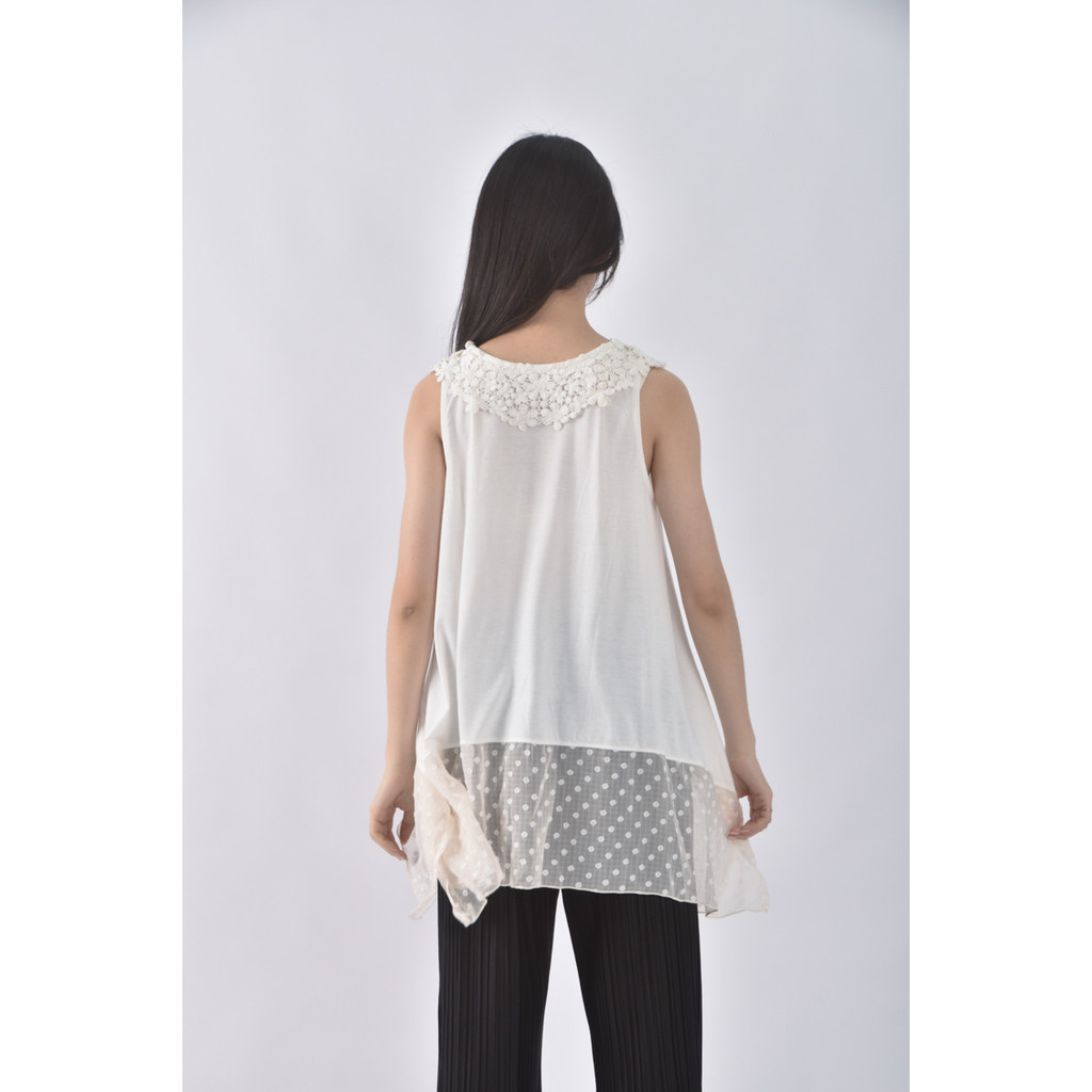 (M) scolar無袖白色上衣二手衣, , large