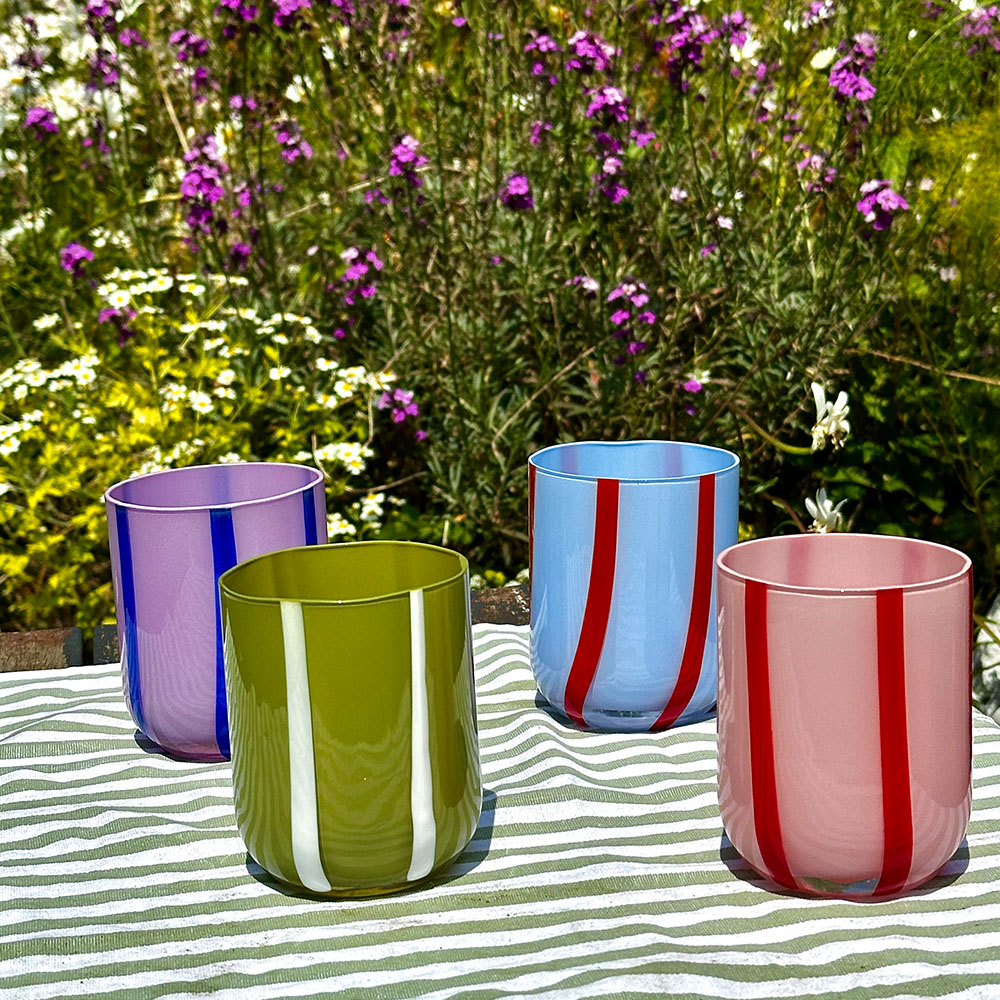 【英國 MÆGEN】Atina 條紋玻璃水杯-藍, , large