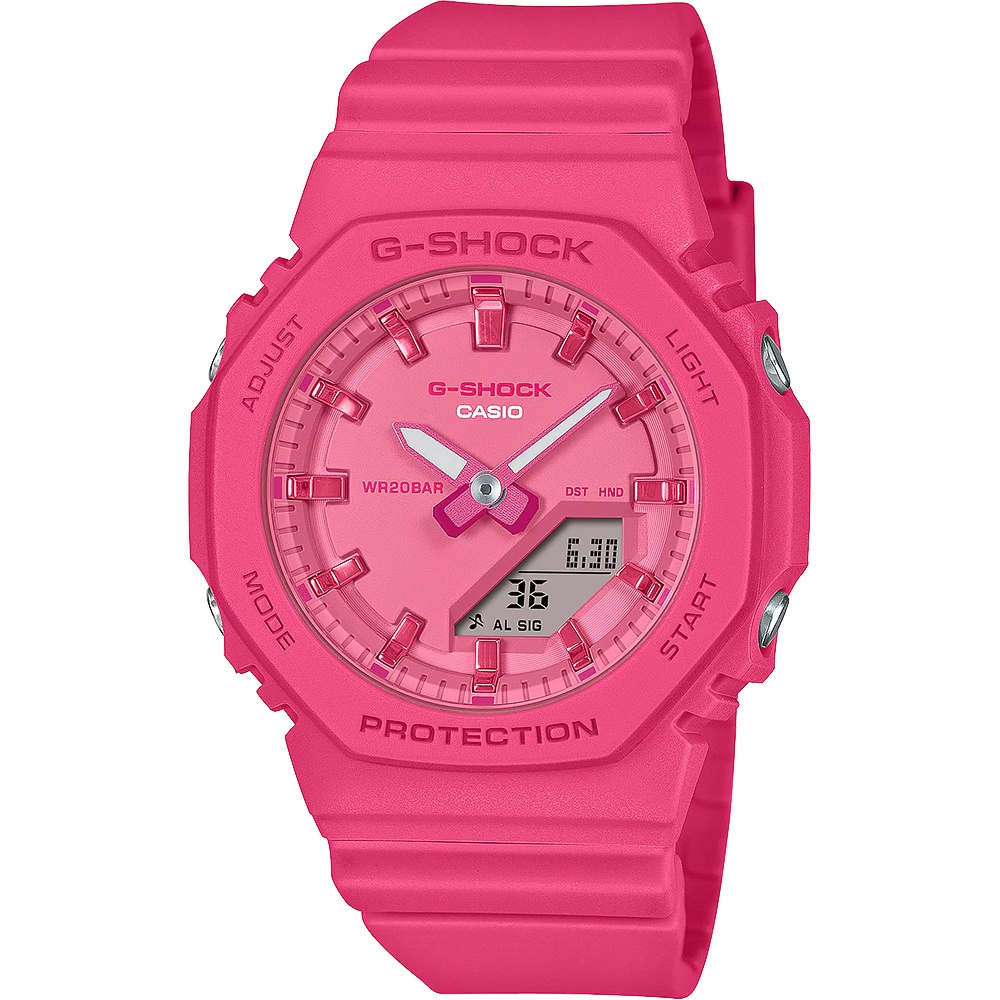 CASIO 卡西歐 G-SHOCK 單色時尚 八角雙顯手錶-粉紅 GMA-P2100PP-4A, , large