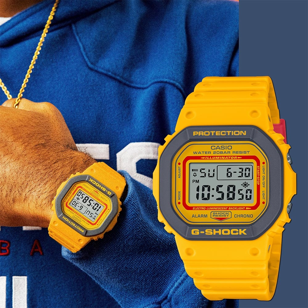 CASIO 卡西歐 G-SHOCK 復刻1994彩色運動電子錶 DW-5610Y-9, , large