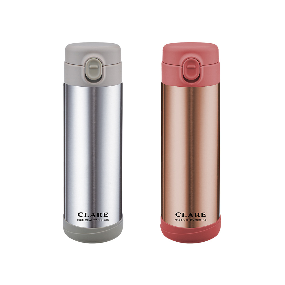 CLARE 可蕾爾 316不鏽鋼陶瓷彈跳保溫杯一鍵式彈蓋保溫杯 玫瑰金500cc-Leidea樂德兒, , large