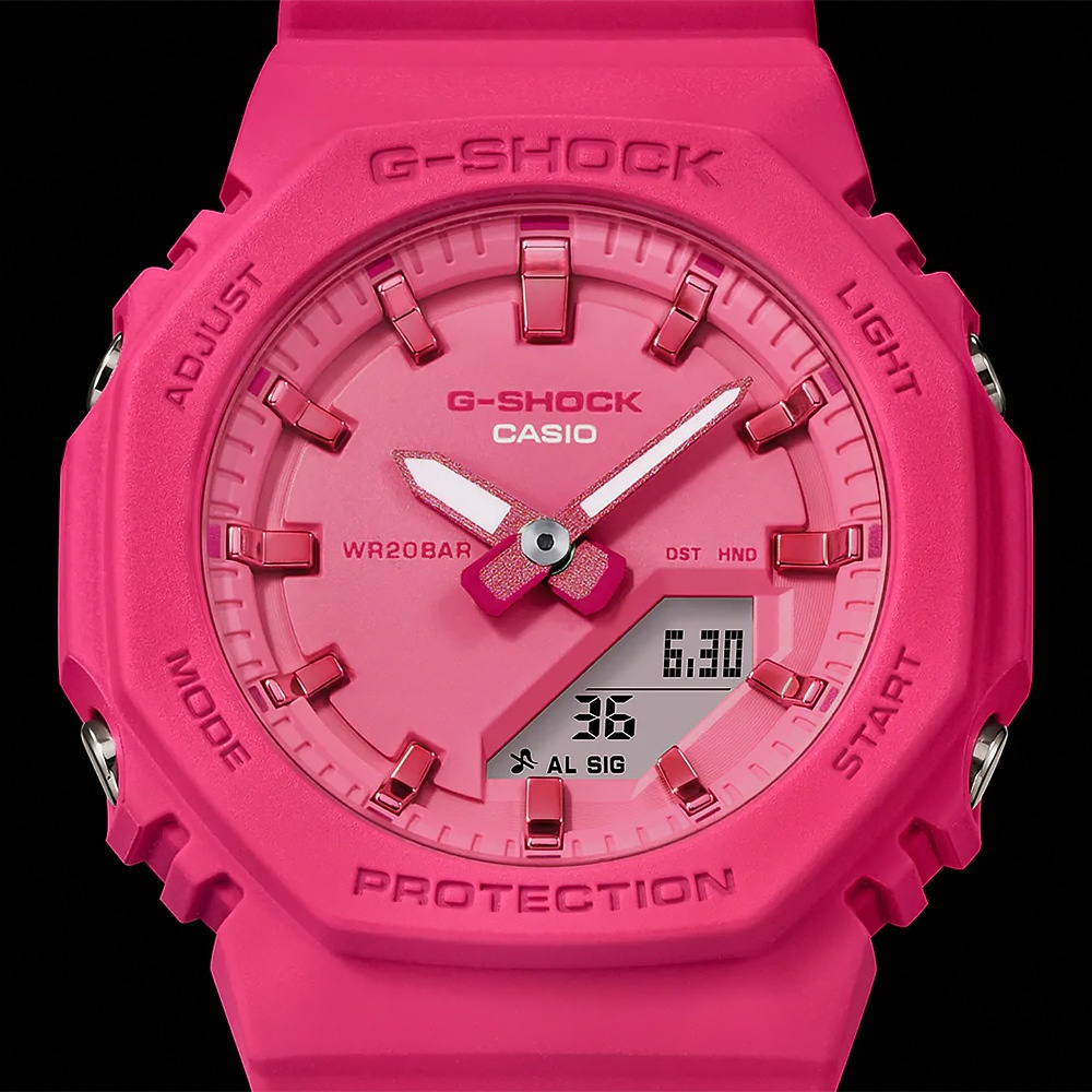 CASIO 卡西歐 G-SHOCK 單色時尚 八角雙顯手錶-粉紅 GMA-P2100PP-4A, , large