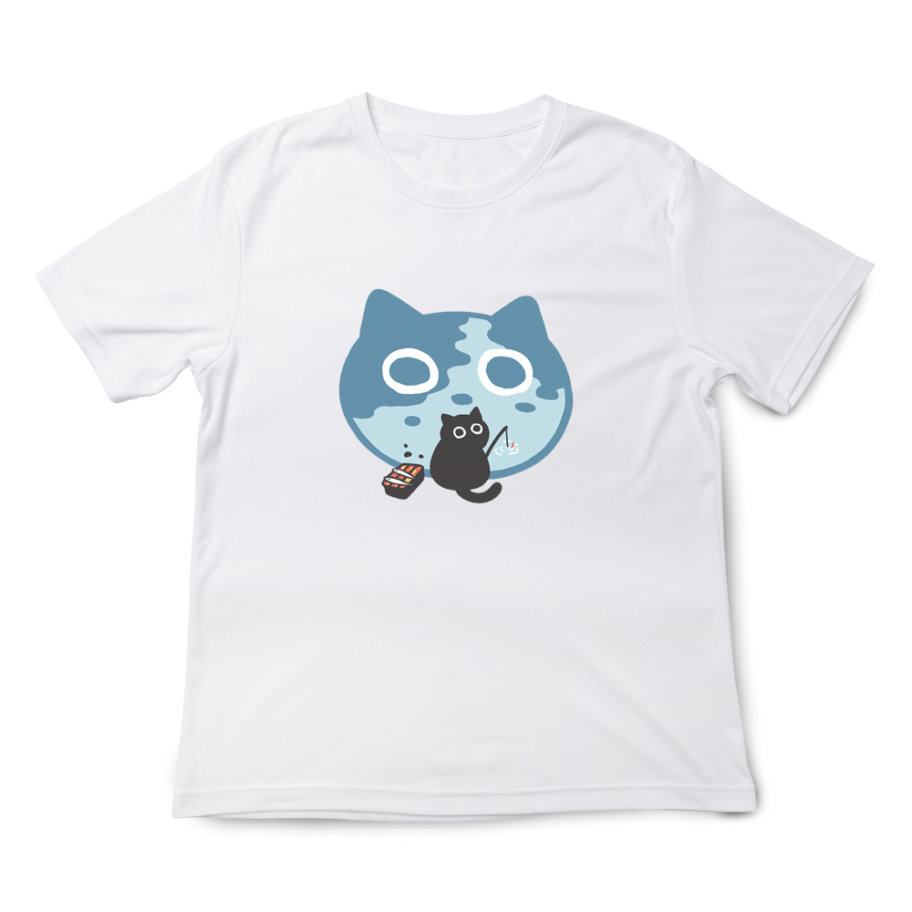 JZ TEE 黑貓-釣魚 印花短袖T恤, , large